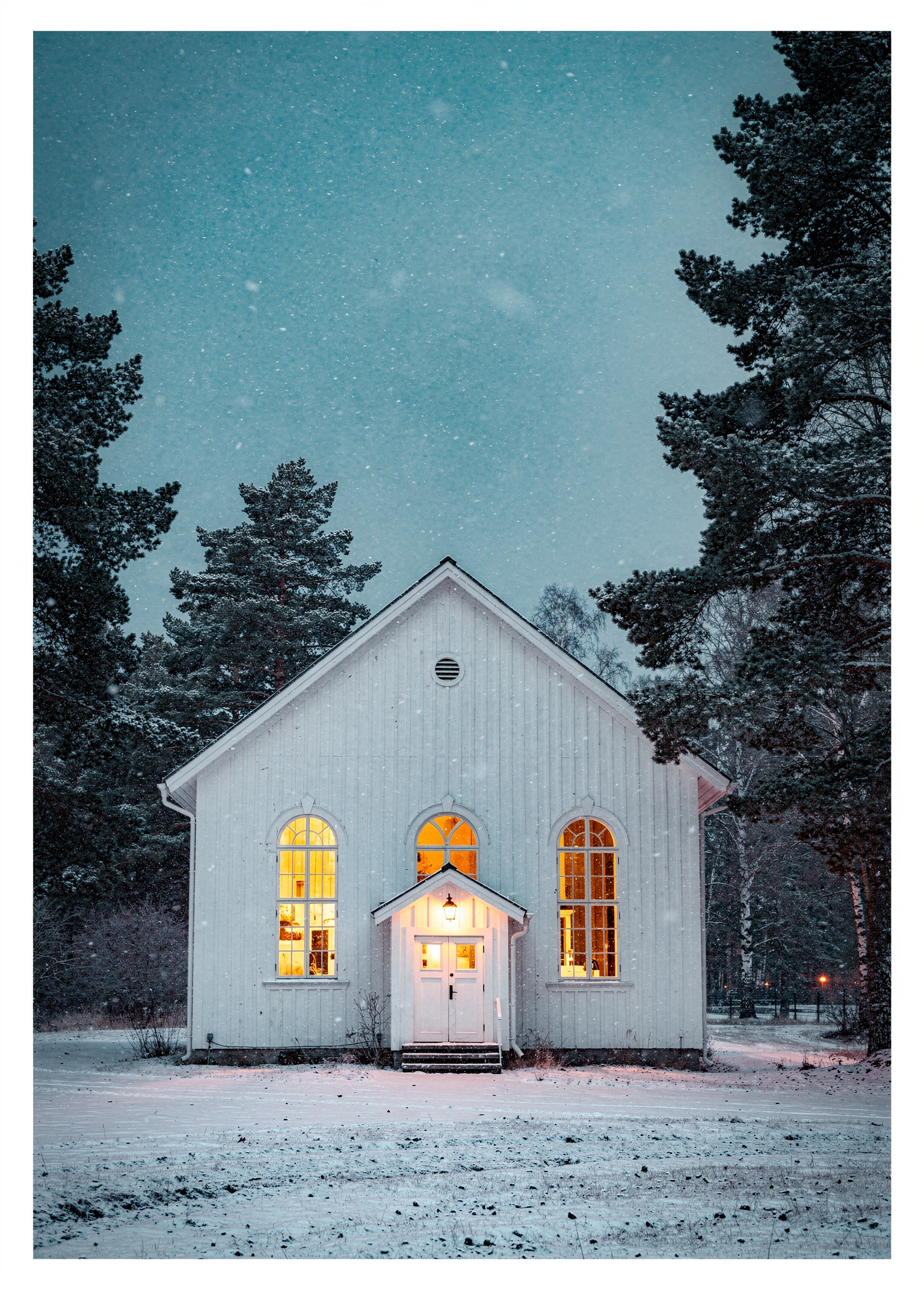 Lit Chapel Snow poster