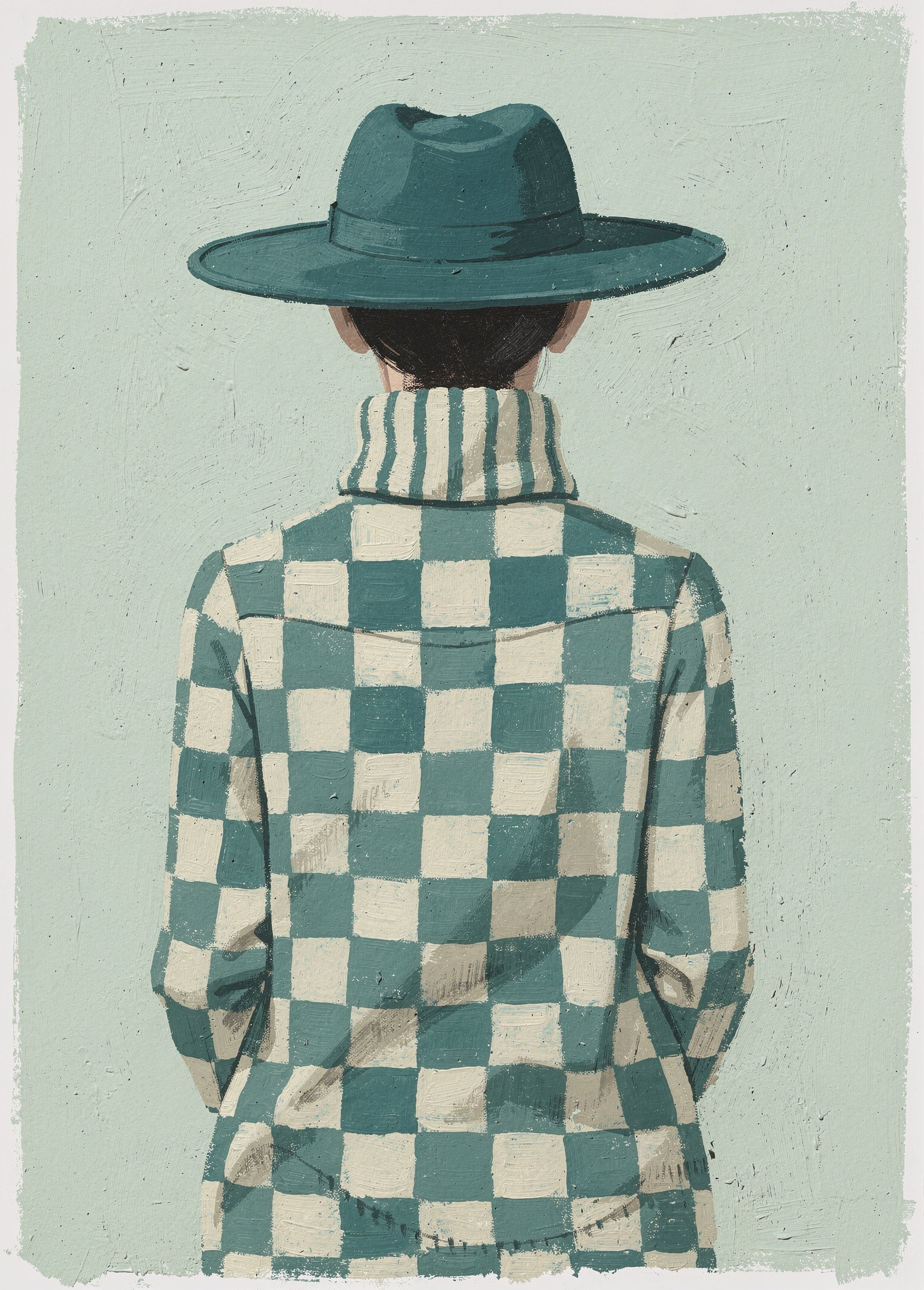 Teal Check Walk poster